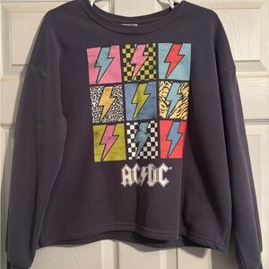 AC/DC Black Sweatshirt with Pink and Yellow Accents